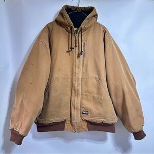 Walls Men's distressed rugged Brown Hooded work farm chore coat Jacket 2X